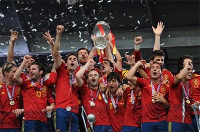 Spain national team celebrating